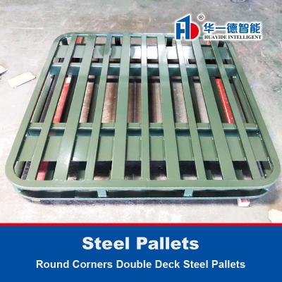 Cina Angoli rotondi pallet in acciaio a doppio ponte pallet in ferro pallet in metallo per cereali in vendita