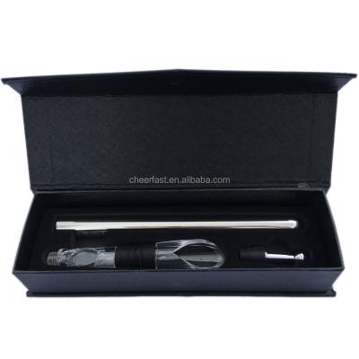 China Sustainable Black Magnetic Gift Box Set Stainless Steel Wine Chiller Stick for sale