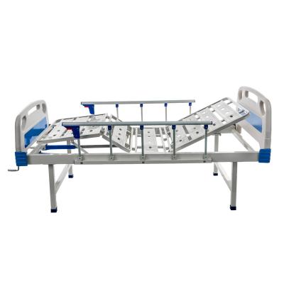China Hospital CE ISO 2 Function 2 Crank Top Care Manual Bed Board Overall Punching Medical Bed for sale