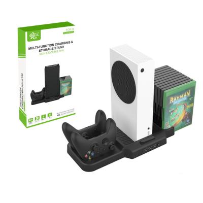 China Factory Supply With Compatitive Price Fan Vertical Stand With 2 Controller Charging Dock For Xbox Series X And S Console Charging Station Game Disk Memory for sale