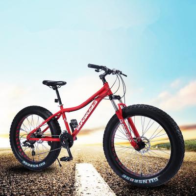 China 26 Inch Hollow Circle Snowmobile 21 Speed Steel Bike 4.0 Widened Big Fat Tire Mountain Bicycle Factory Wholesale for sale