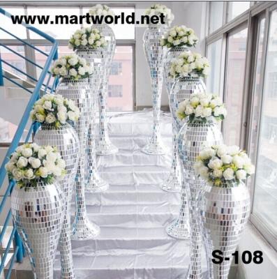 China wholesale silver decorative wedding aisle pillar column flower walkway vase stand for wedding decoration party decoration(S-108) for sale