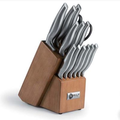 China 16 Pieces Excellent Quality Stainless Steel Sustainable Chef Kitchen Knife Set With Wooden Block for sale