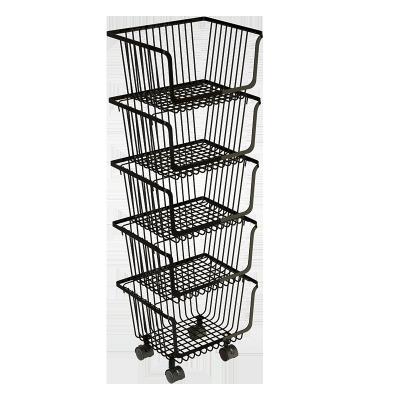 China Multifunctional Stainless Steel Large Capacity Shopping Cart Viable Kitchen Storage Vegetable Rack for sale