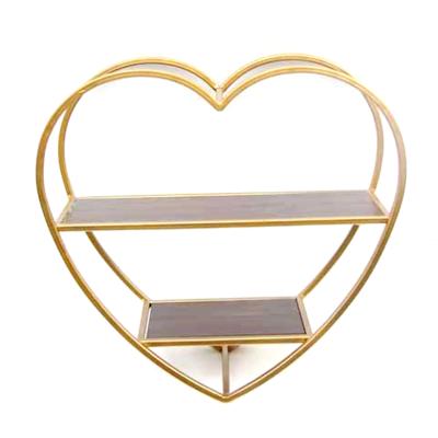 China FUHUA Heart Shape Metal 2 Layers Sustainable Decorative Wall Shelf Floating Shelves for sale