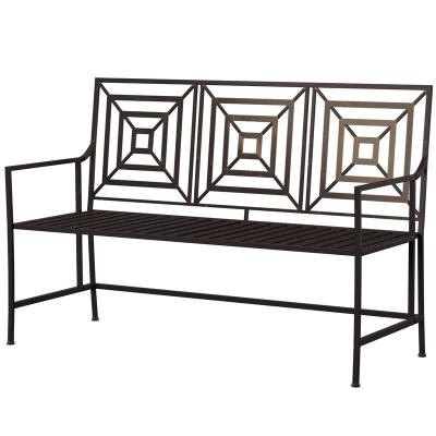 China Brown Color Modern Design Cheap Price Cast Iron Rustic Garden Bench For Garden Patio for sale