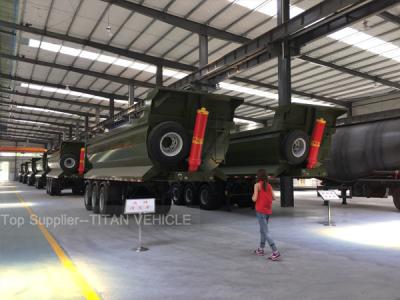 Cina Rimorchio dell'autocarro con cassone ribaltabile del titano, 3 rimorchio dell'autocarro con cassone ribaltabile dell'asse 80tons 42CBM, acciaio ad alta resistenza, tipo rimorchio di U dello scarico in vendita