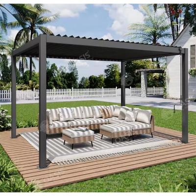 China Motorized Louvered Blade Roof Aluminum Metal Pergola 0~100degree Adjustable Angle for sale