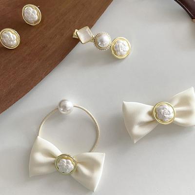 China Fashion By Set Fashion Design Ivory Lady Elastic Hair Ties And Clips Accessories For Girls for sale