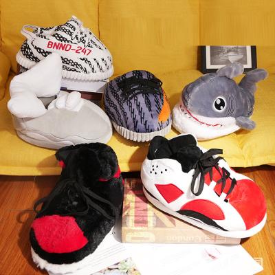 China Damping Cute Adult Winter Plush Sneaker Warm Funny Indoor Fluffy Slippers for sale