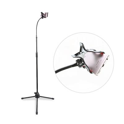 China Adjustable 360 Degree Rotating Waist Adjustable Tablet Floor Stand Mobile Phone Holder with Gooseneck Arm for sale