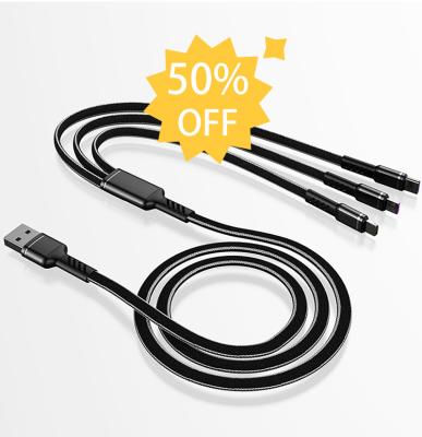 China High Speed Data Charging US EU Whole Sale 3 In 1 3A Multi Fast Charging Type Usb C Phone Data Charger Cable Fast Charging for sale