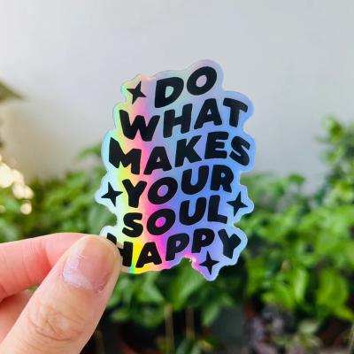 China Custom Waterproof Vinyl Die Cut Holographic Stickers Printing Rainbow Film Laser Hologram Stickers Custom for sale