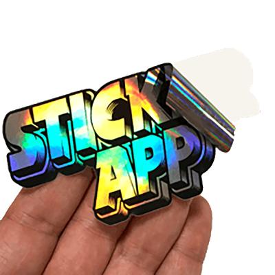 China Customized Printed Vinyl Laser Cut Logo Waterproof Permanent Adhesive Waterproof Hologram Die Cut Stickers for sale