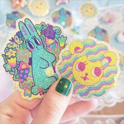 China Customized Die Cut Holographic Logo Vinyl Stickers Waterproof Adhesive Hologram Label Laser Printed for sale