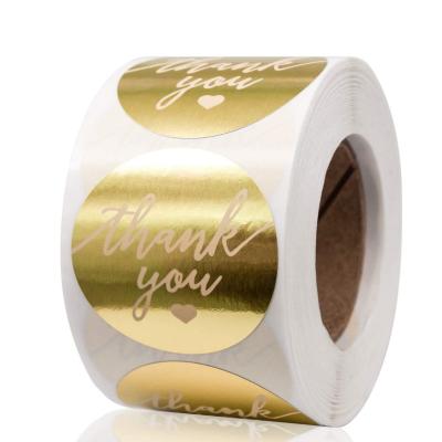 China Free Sample Waterproof Gold Foil Stamping Decoration Sticker Printing Adhesive Custom Sticker Roll Packaging Thank You Stickers for sale