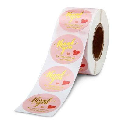 China Low Moq Waterproof CMYK Label Printing Vinyl Gold Foil Stickers Removable Self Adhesive Stickers Custom Thank You Stickers for sale