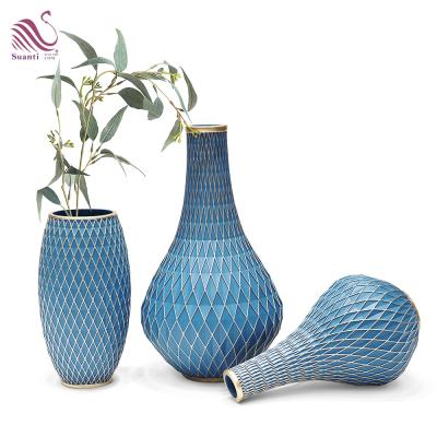 China Europe Suanti Resin Round Decor Flower Vase European Colorful Large Vase Garden Blue Tall Vase For Wedding for sale