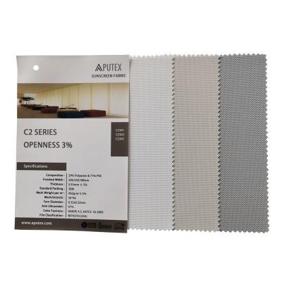 China White Beige Grey 3% Openness 30% Polyester And 70% PVC Solar Screen Roller Blinds Fabrics for sale