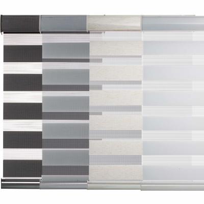 China Cordless Zebra Roller Shade Double Layered Window Blind Fabric For Day And Night for sale