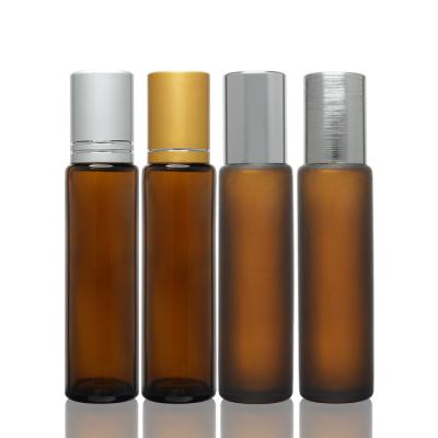 China High Qiality Portable Amber Roller Bottles, Essential Oil Roller Bottles Glass Roll-On Bottles With Glass Rollerballs For Essential Oi for sale