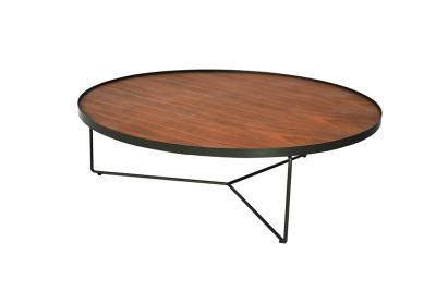 Chine Tables à café à cadre métallique rond personnalisé Table à café en bois massif à vendre