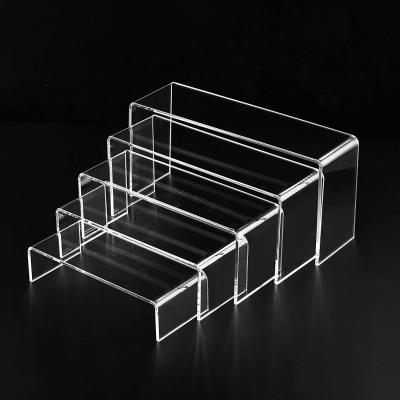 China Mordern 3 Tier U Shape High Clear Acrylic Display Stand For Gifts, Shoes, Bags Acrylic Riser Rack for sale