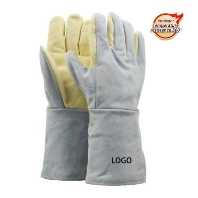 China High temperature resistance 300-500 â 500 Degree Heat Resistant Palm Reinforcement Gloves High Temperature Gloves for sale
