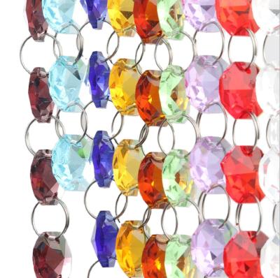 China Europe 14mm octagon beads colorful shinning crystal curtain for home decor for sale