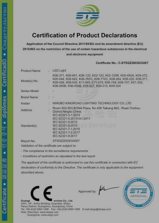 RoHS - Ningbo Kingroad Lighting Technology Co., Ltd.