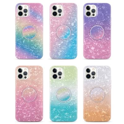 China Anti-drop for iphone 11 12 pro imd gradient color tpu max cell phone case 360 rotation kickstand phone cover for iphone 12 mini for sale