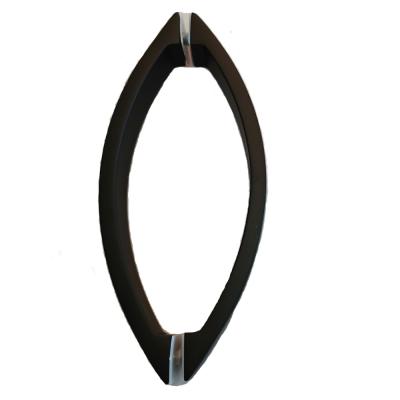 China Quality Modern Fancy Eye Shape Elegant 304 Stainless Steel Matt Black Curved Pull Handles For Glass Door for sale
