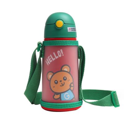 China High Quality PORTABLE Kids Water Leakproof Cup with Silicone Straw Spout, Stainless Steel Vacuum Cup Thermos for sale