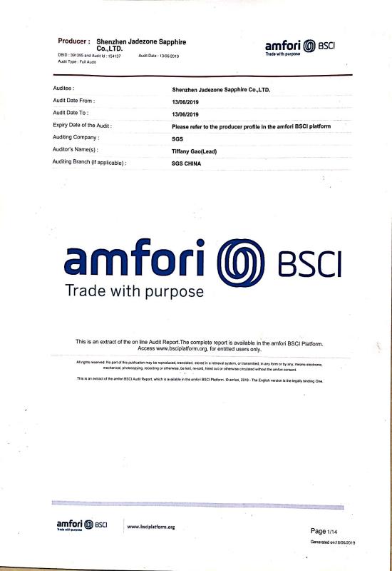 BSCI - Shenzhen Jadezone Sapphire Optical Co., Ltd.