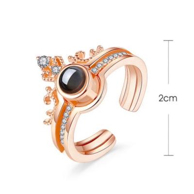 China FASHIONABLE 2 PC 100 Languages I Love You Projection Rings For Women Fashion Jewelry Romantic Love Memory Wedding Ring Sets Lover Gifts for sale