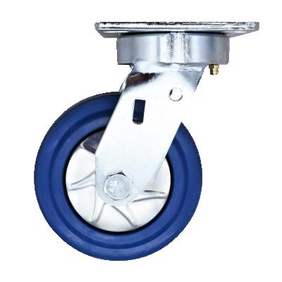 China swivel & Rigid SS 4 5 6 8 Inch High Elastic Kingpinless Blue Rubber Caster Wheels for sale