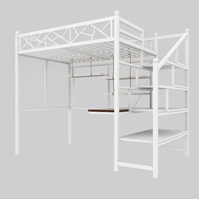China KD Structure Apartment Small Loft Raised Bed Bunk Bed Double Wrought Iron Multi-Function Upper Space Loft for sale