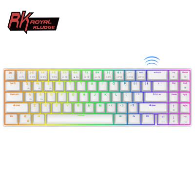 China c 70 keys Kludge RK 71 white wireless hotswap hotswap RK71 royal type Anti-ghosting white RGB mechanical keyboard for sale
