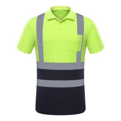 China Reflective Safety Hi Vis Polo Shirt OEM breathable quick dry polyester work wear reflective tape printed for sale