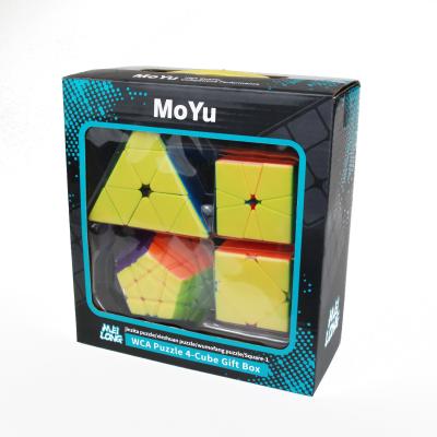 China Educational Toy Speed Cube Bundle, MoYu Stickerless Magic Cube Set Smooth Speedcubing Puzzle Collection Toys (4 Bundles) for Best Gift for Kids for sale