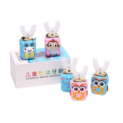 China AIWO Sonic Child Electric Toothbrush Set Sonic Children Electric Toothbrush 68*61*127mm Baby U Shape Kids Toothbrush Set for sale