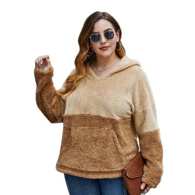 China Direct Selling Cheap Breathable Plus Size V Neck Long Plush Pocket Warm Ladies Hoodie for sale