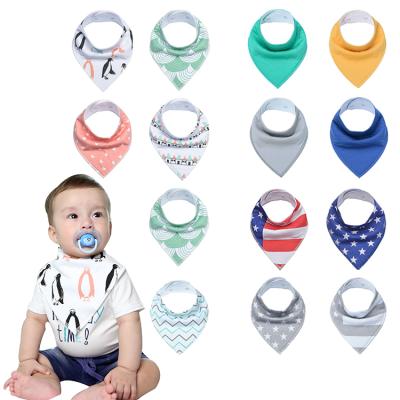 China 9 Pack 100% Organic Cotton Antibacterial Adjustable Baby Bandana Drooling Bib for sale
