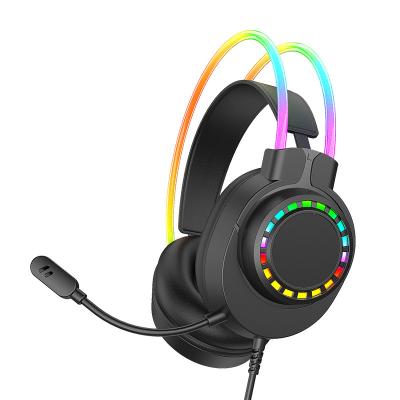 China Auscultador de jogos USB Som estéreo 3,5 mm Microfone com fio Experiência de jogo aprimorada com luz LED RGB à venda