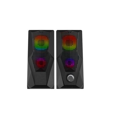 China Hot Sale Portable Computer Laptop 2.0 USB Speaker PC Accessories LED Lighting Mini Active Plastic Design DC Power AUX Audio Line for sale