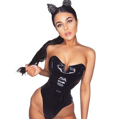 China 2021 Sale New QUICK DRY Women's Overalls Bodysuit One Piece Playsuits Solid Color High Zipper Solid Hot Thin Fork Strap High Waisted Playsuits for sale