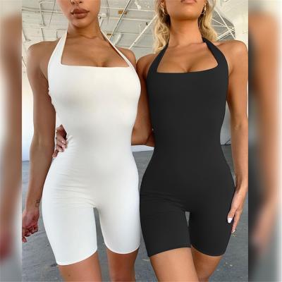 China 2021 Summer Soild Bodycon Bodycon Romper Summer Women Yoga Workout Gym One Piece Backless Overalls QUICK DRY Jumpsuits for sale