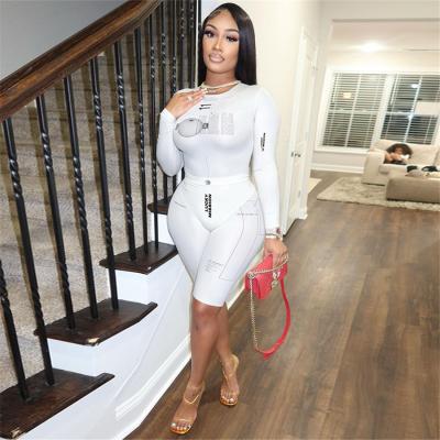 China One Piece Summer Spring O-Neck Letter Long Sleeve Jumpsuit QUICK DRY Short Bib Overalls with Logo Rompers Playsuit for sale