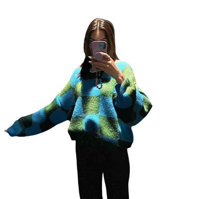 China Lady Knit Sweater Long Sleeve O-Neck Superior Aesthetic Plaid Women Sweater New Arrival Anti-wrinkle Plus Size Women's Sweaters for sale