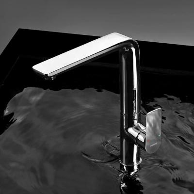 China Modern Hot Selling Single Hole Kitchen Faucet Brass Kitchen Sink Faucet L Shape Kitchen Mixer Tap for sale